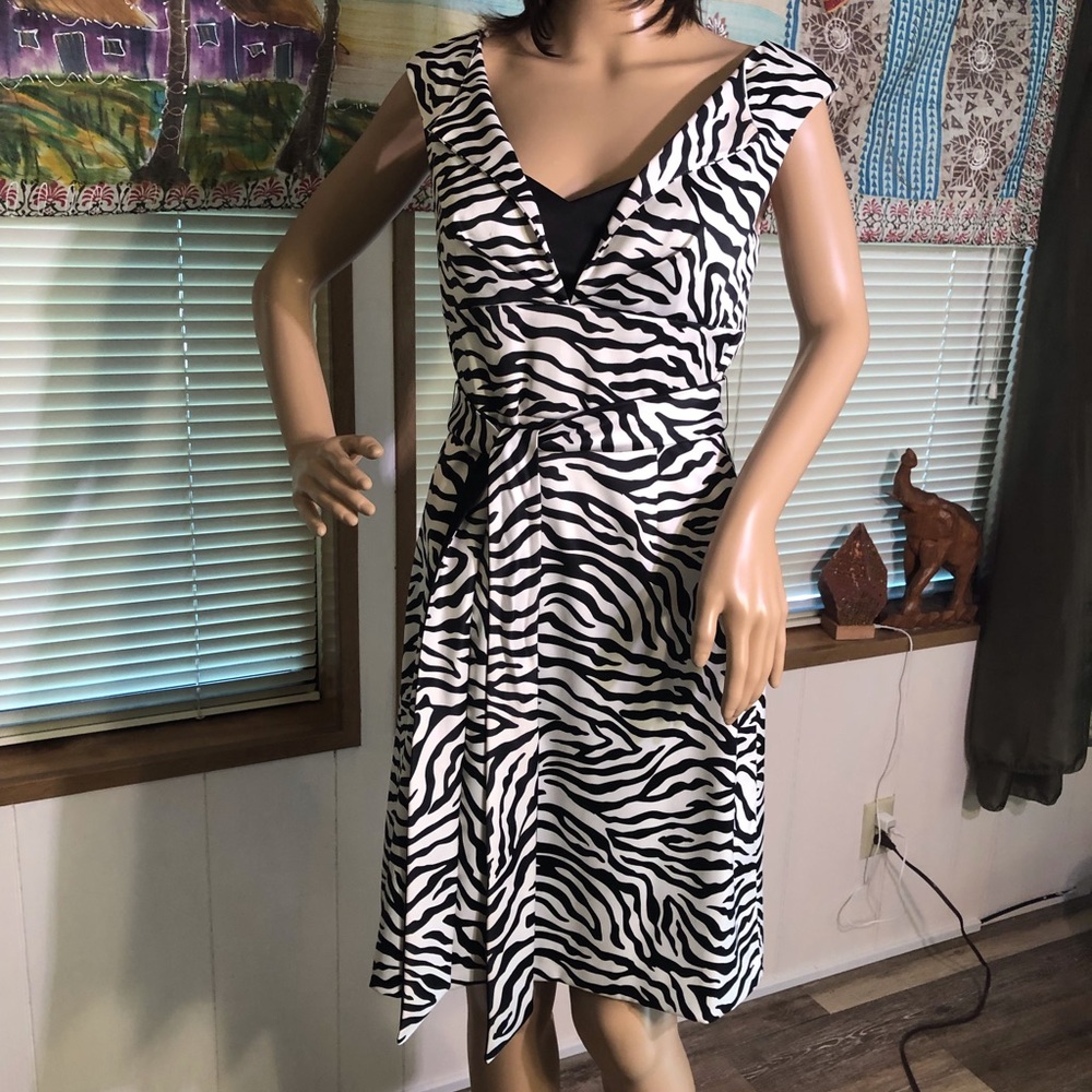 White House Black Market Zebra print cocktail dress